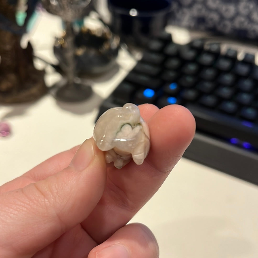 Flower Agate Hare/Rabbit Carving