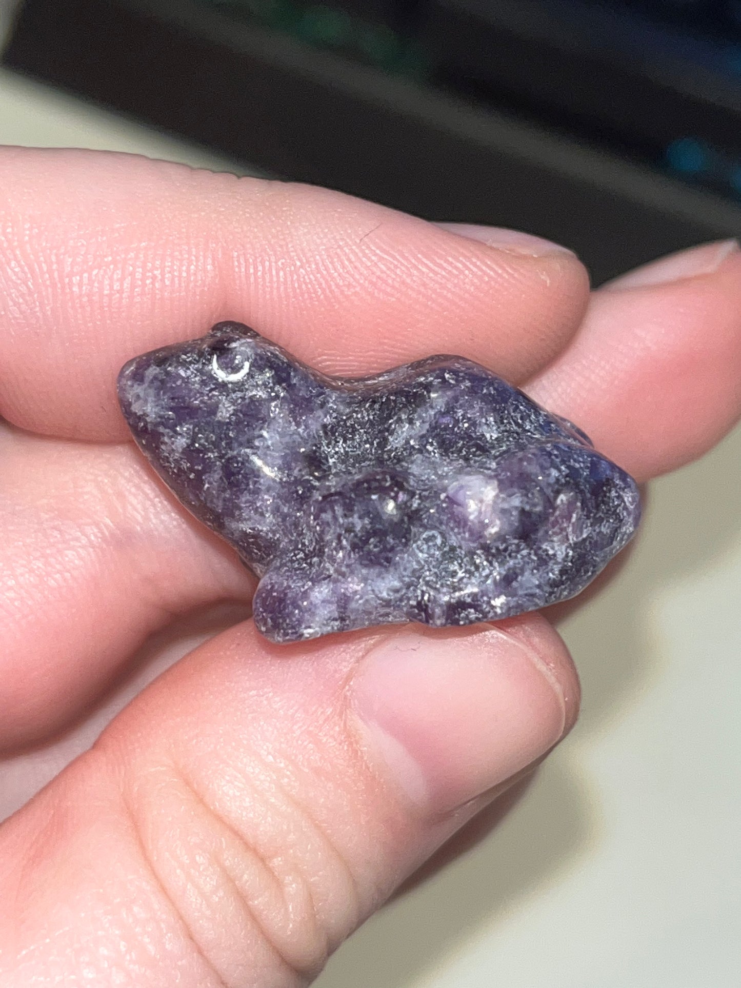 Lepidolite Frog Carving