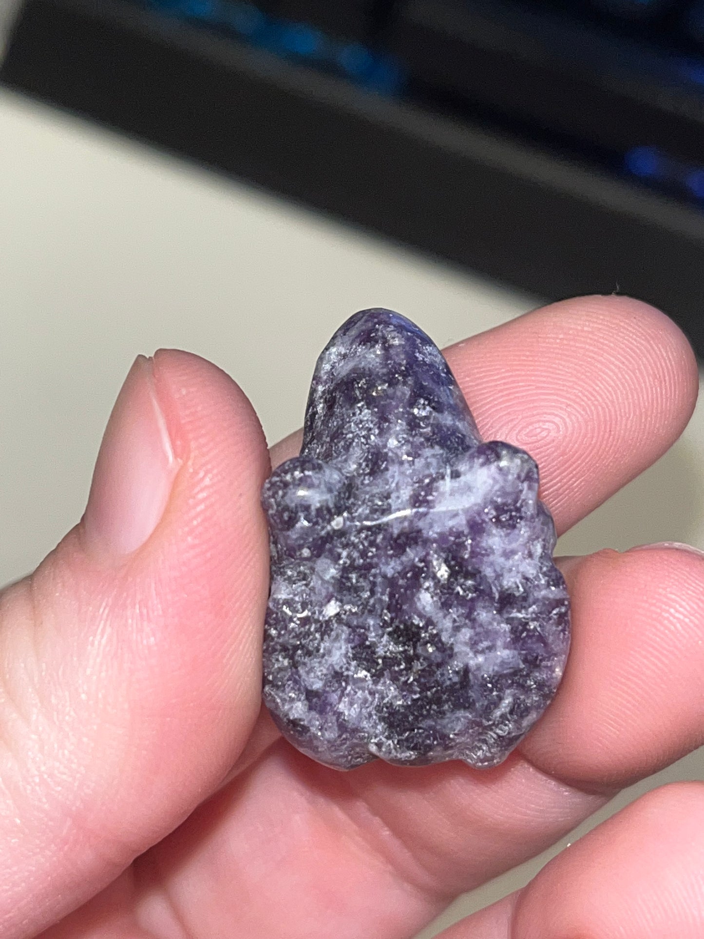 Lepidolite Frog Carving