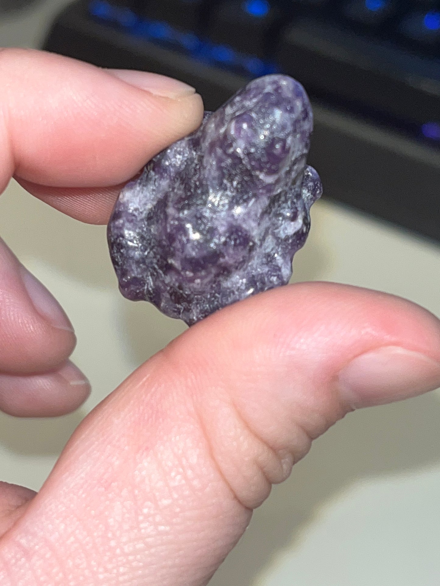 Lepidolite Frog Carving