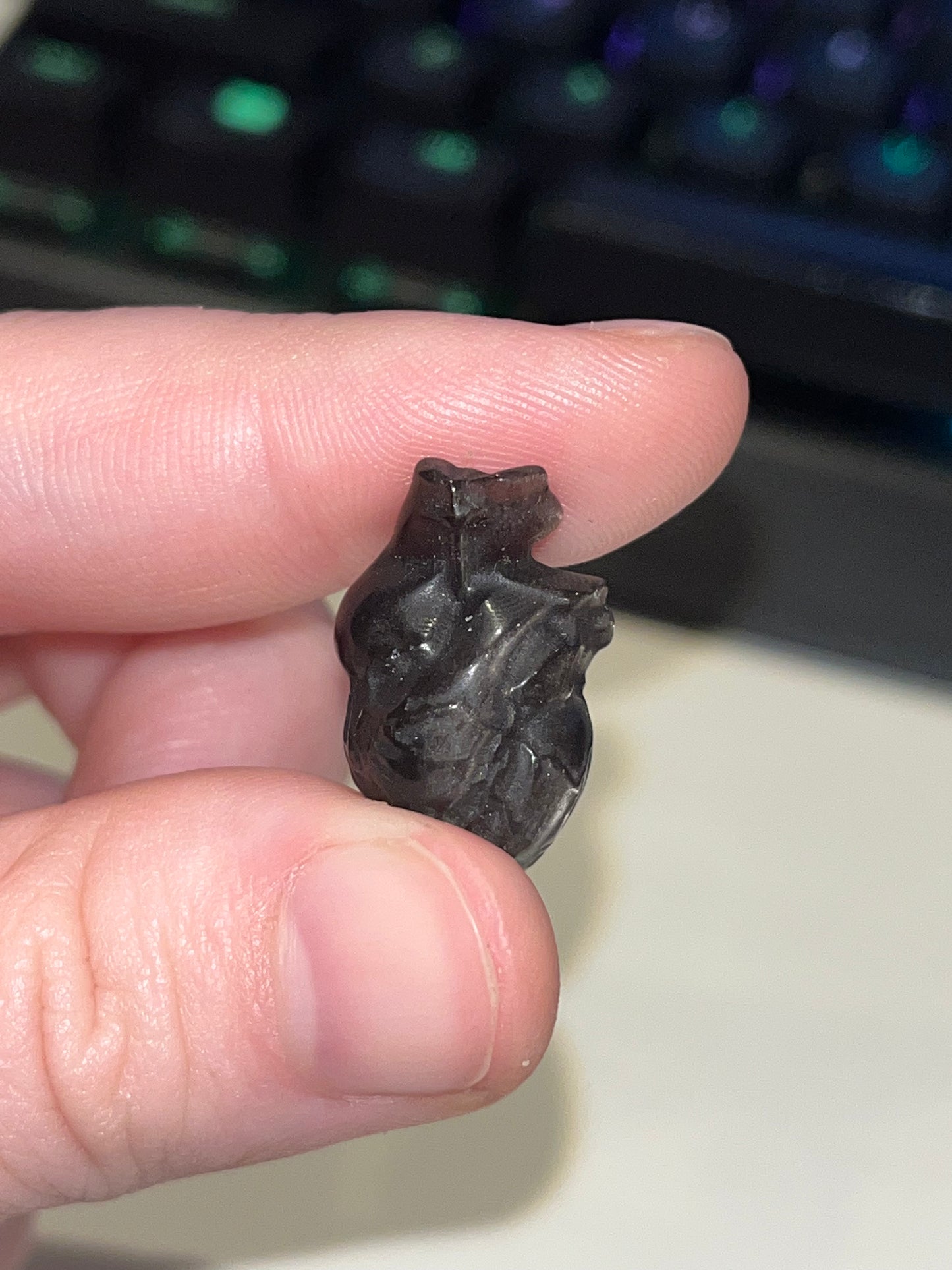 Obsidian Anatomical Heart Carving
