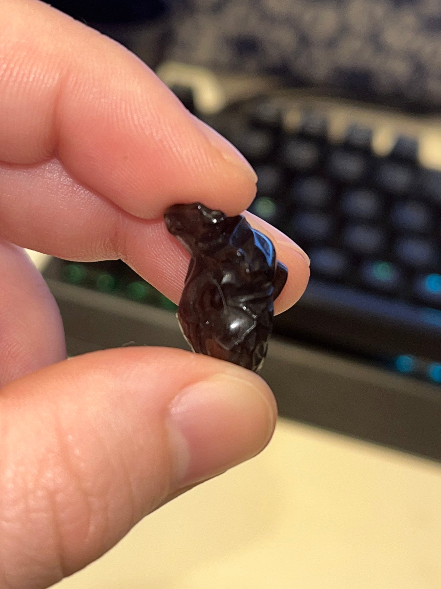 Obsidian Anatomical Heart Carving
