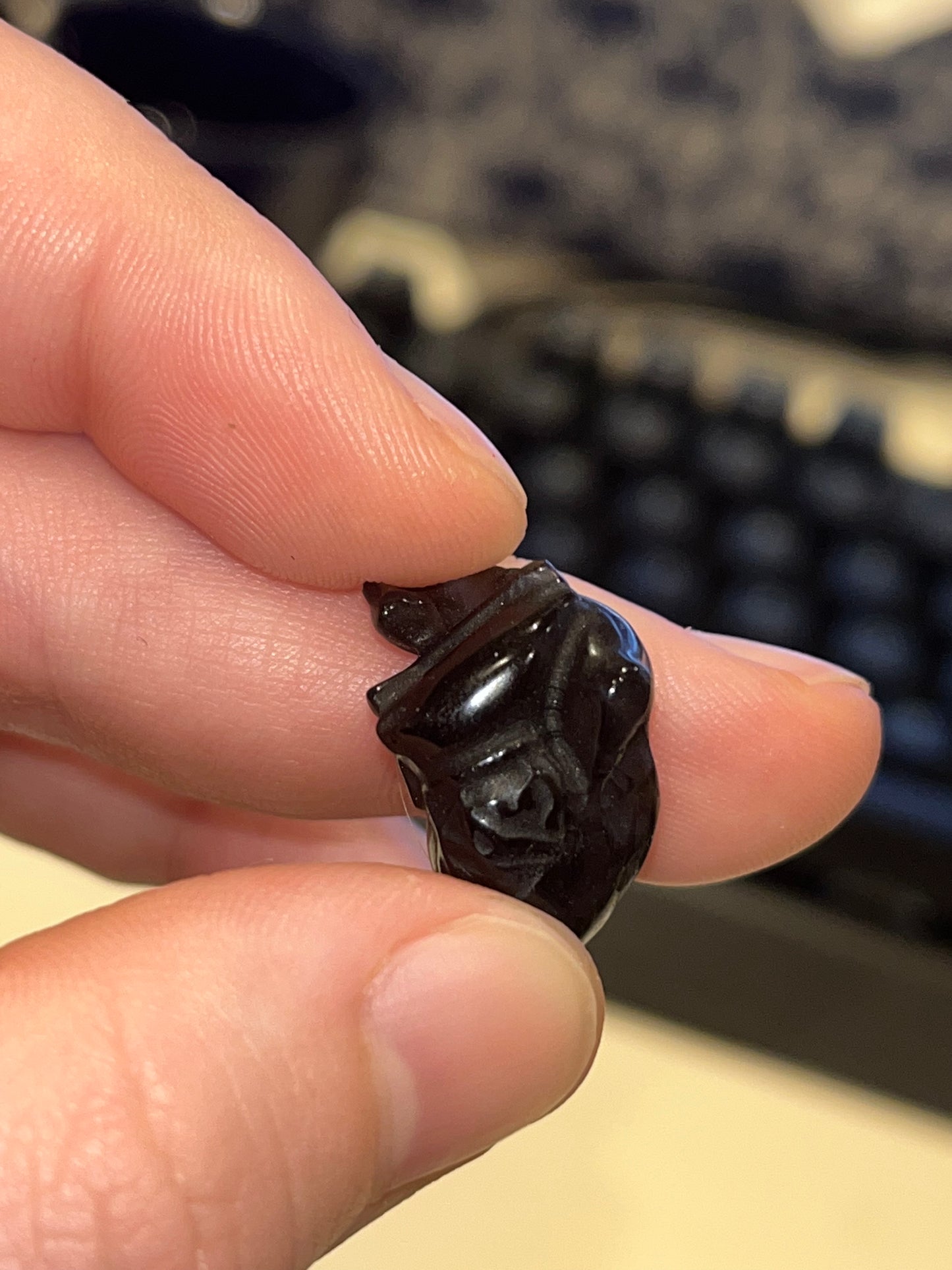 Obsidian Anatomical Heart Carving