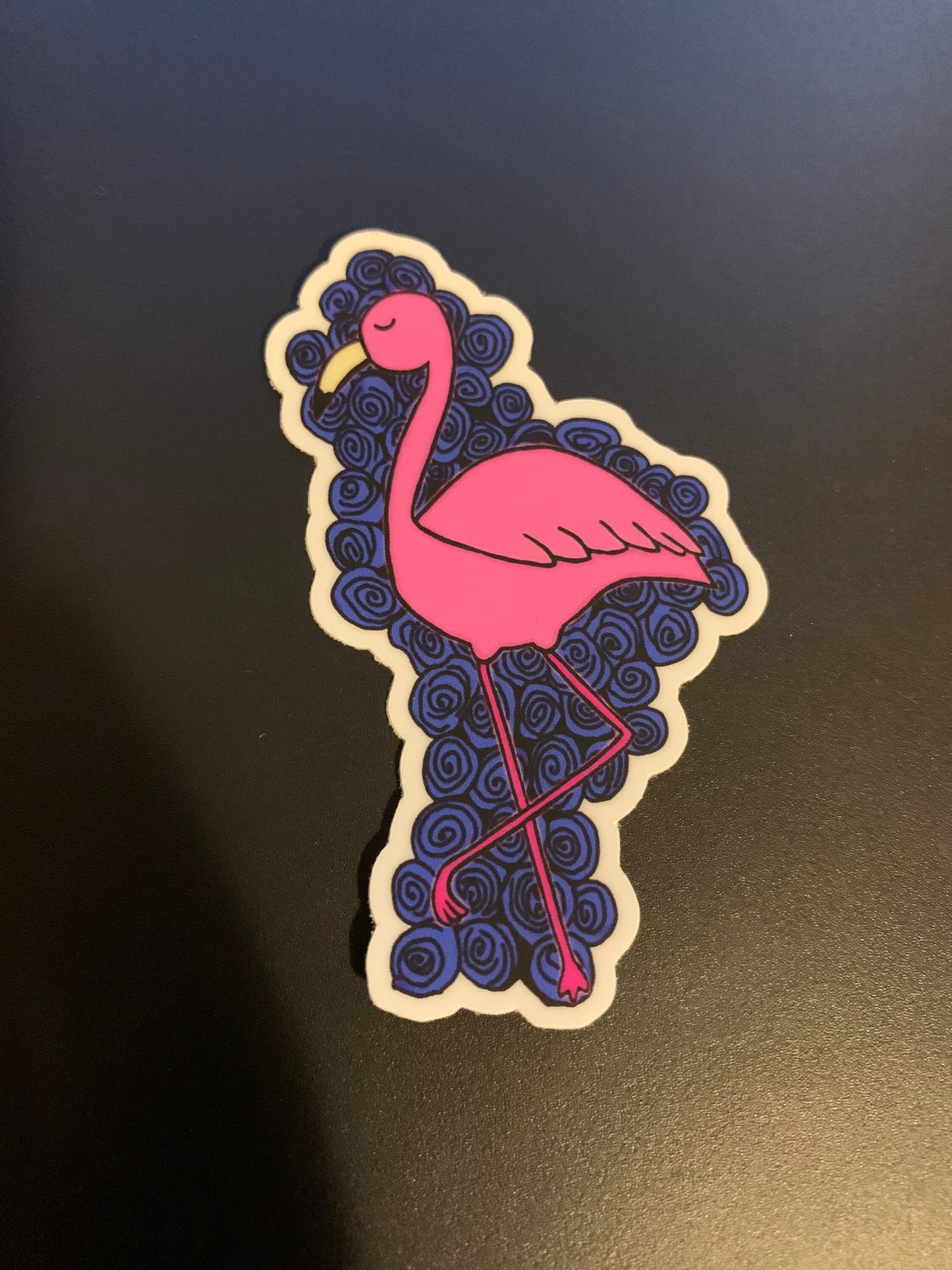 Blue Rose Flamingo Sticker / Acrylic Pin