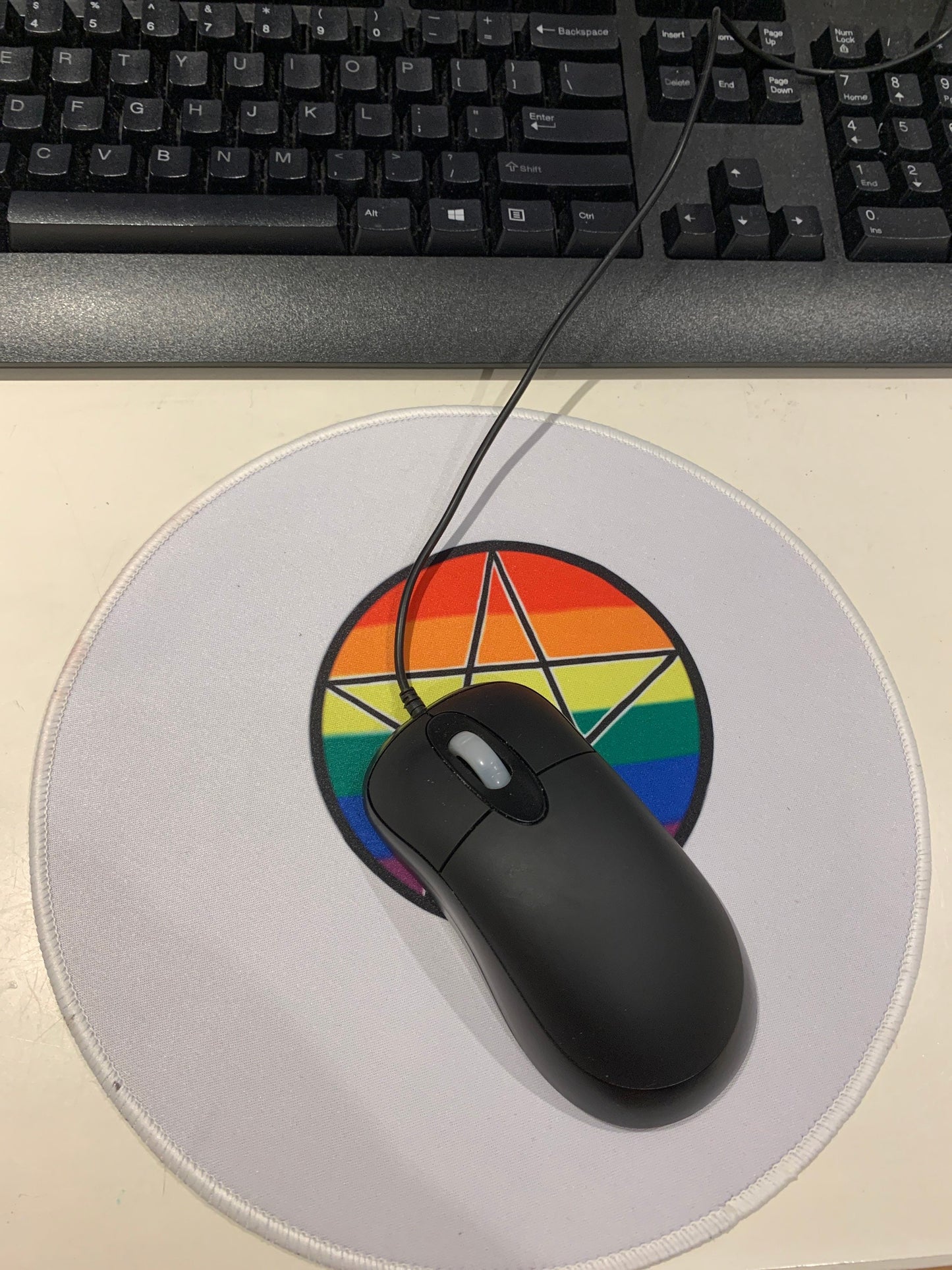 Misprinted Rainbow Pentacle Mouse Pad