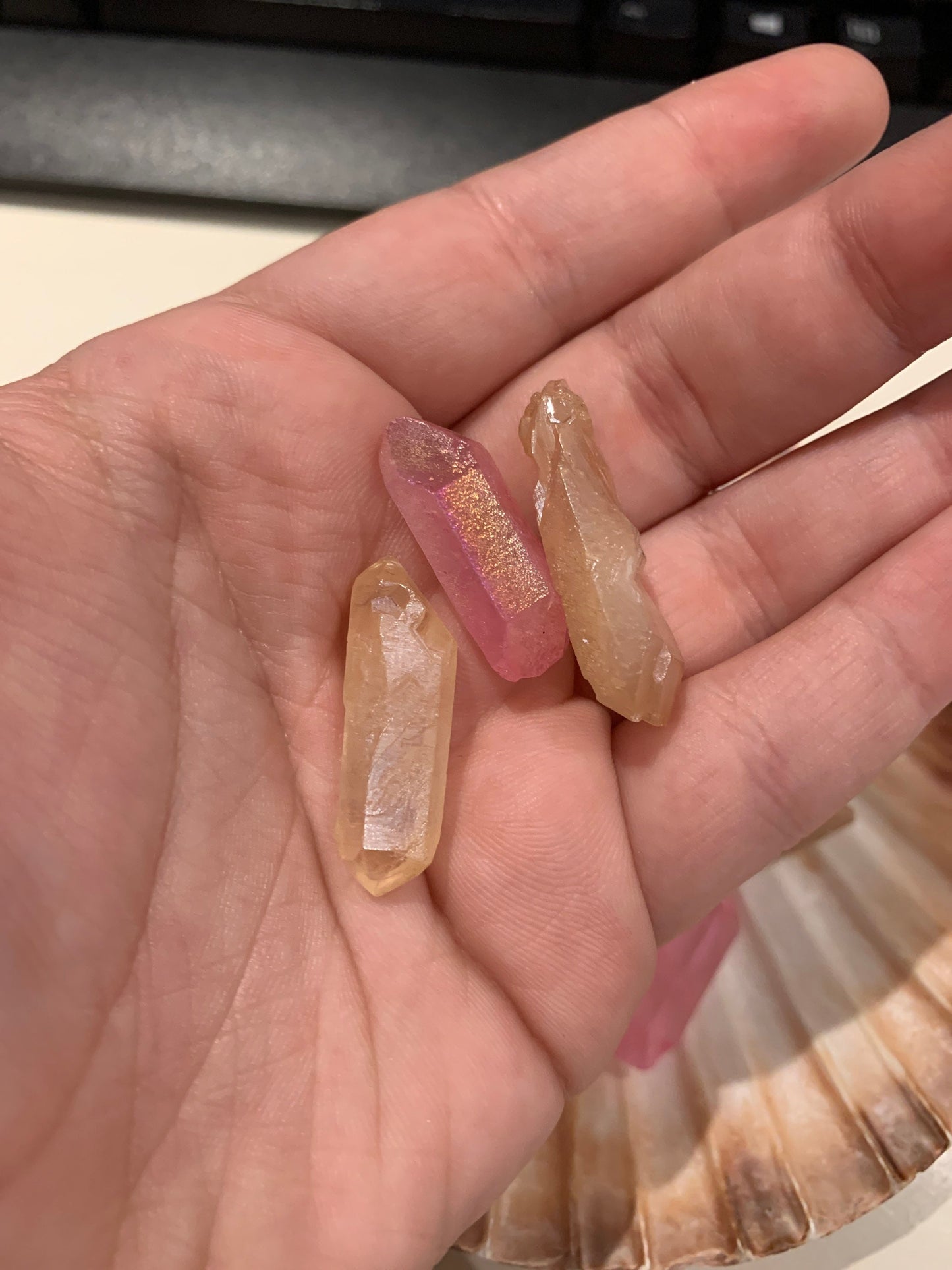 3 Dyed Aura Quartz Points Mix