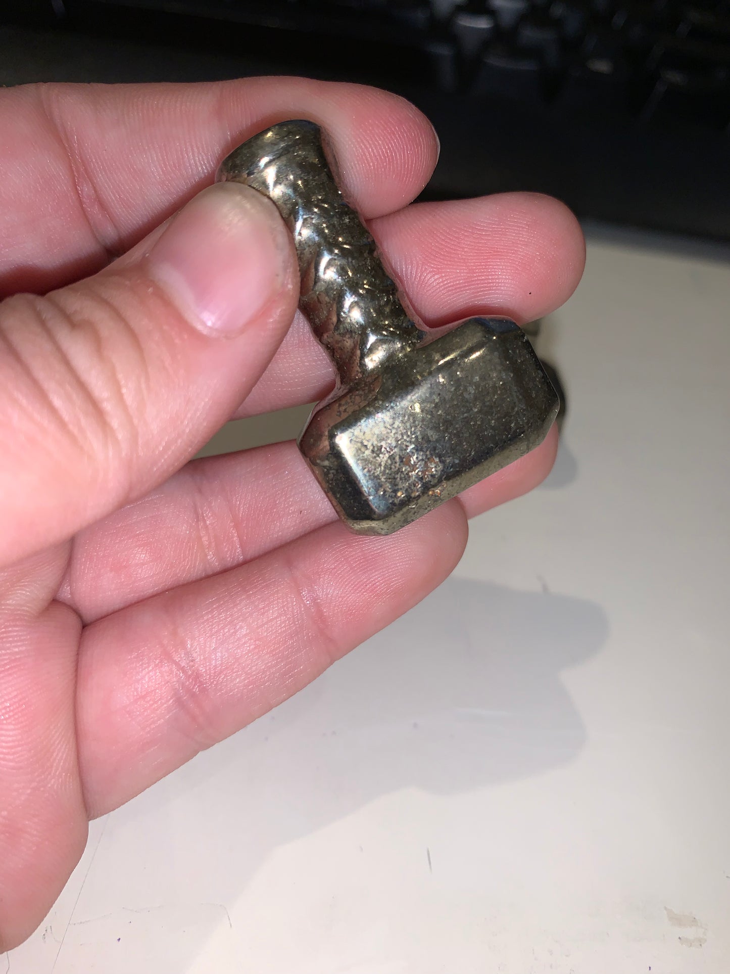 Pyrite Thor’s Hammer Mjolnir Carving