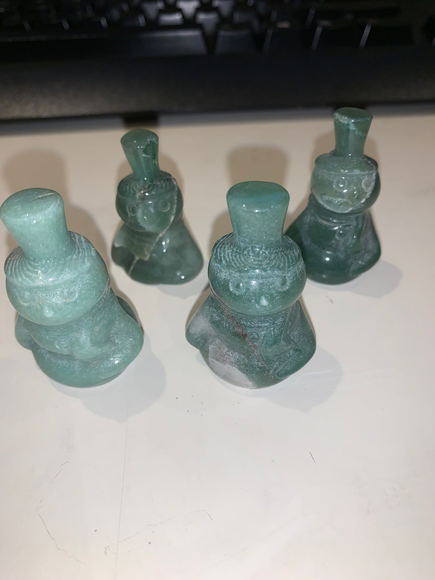 Green Aventurine Snowman Carving