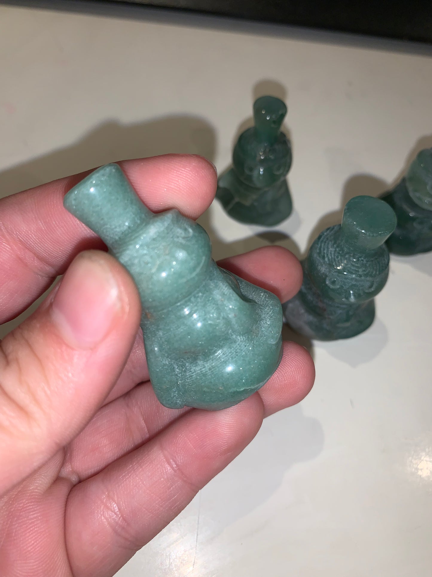 Green Aventurine Snowman Carving