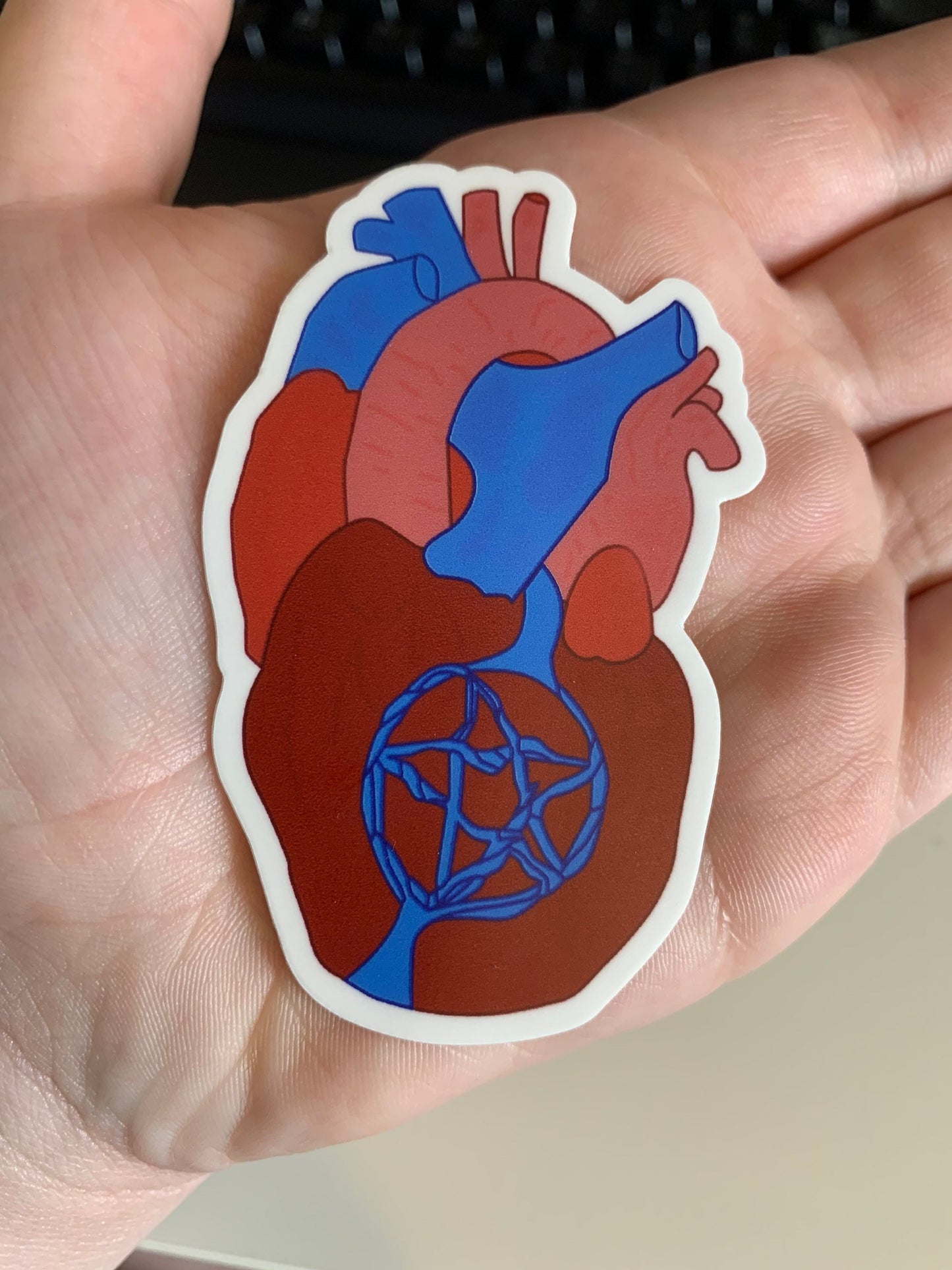 Pentacle Heart Sticker / Pentagram Heart Sticker / Pagan Heart Sticker