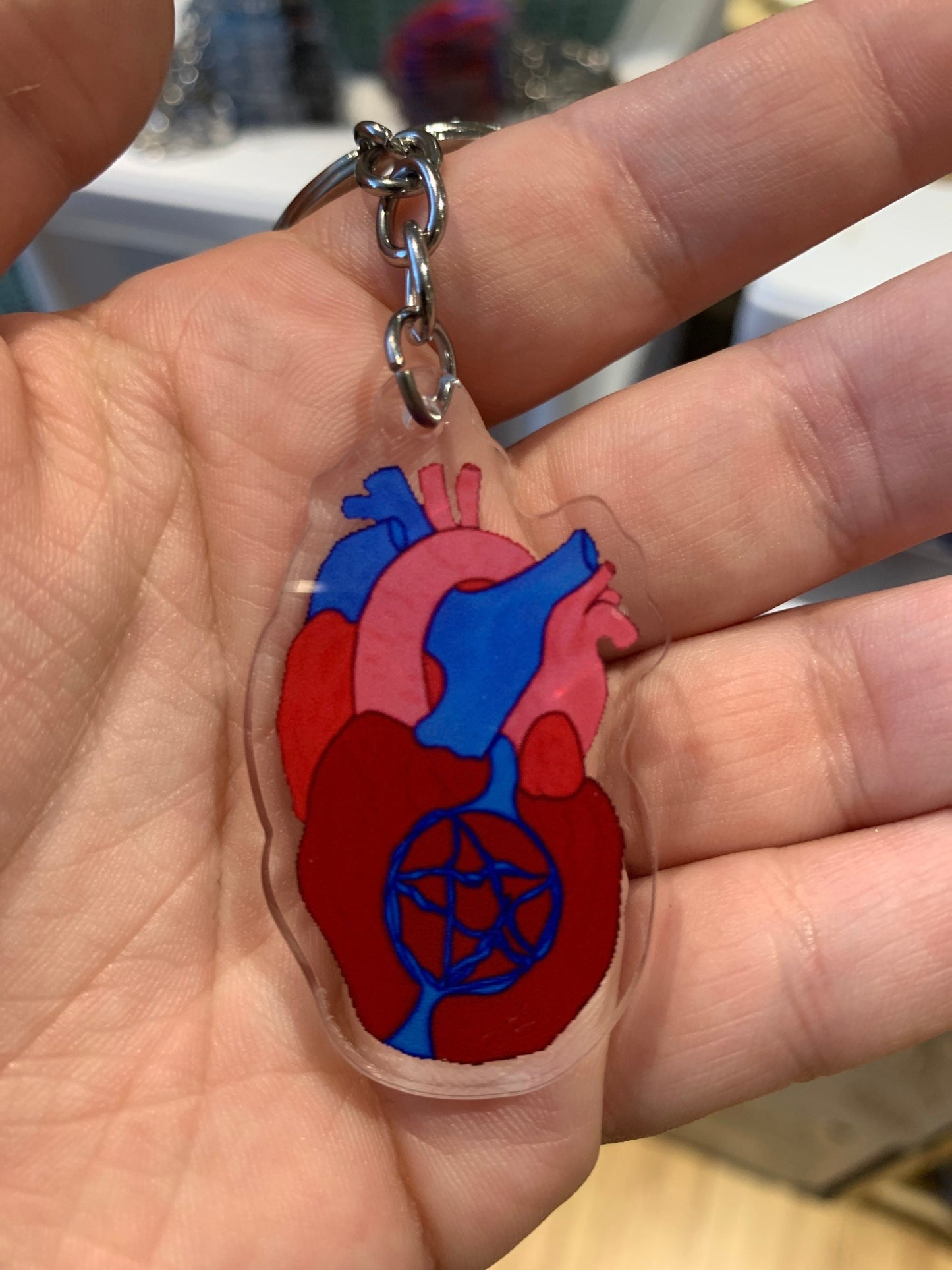 Pagan Heart / Pentacle Heart Acrylic Keychain