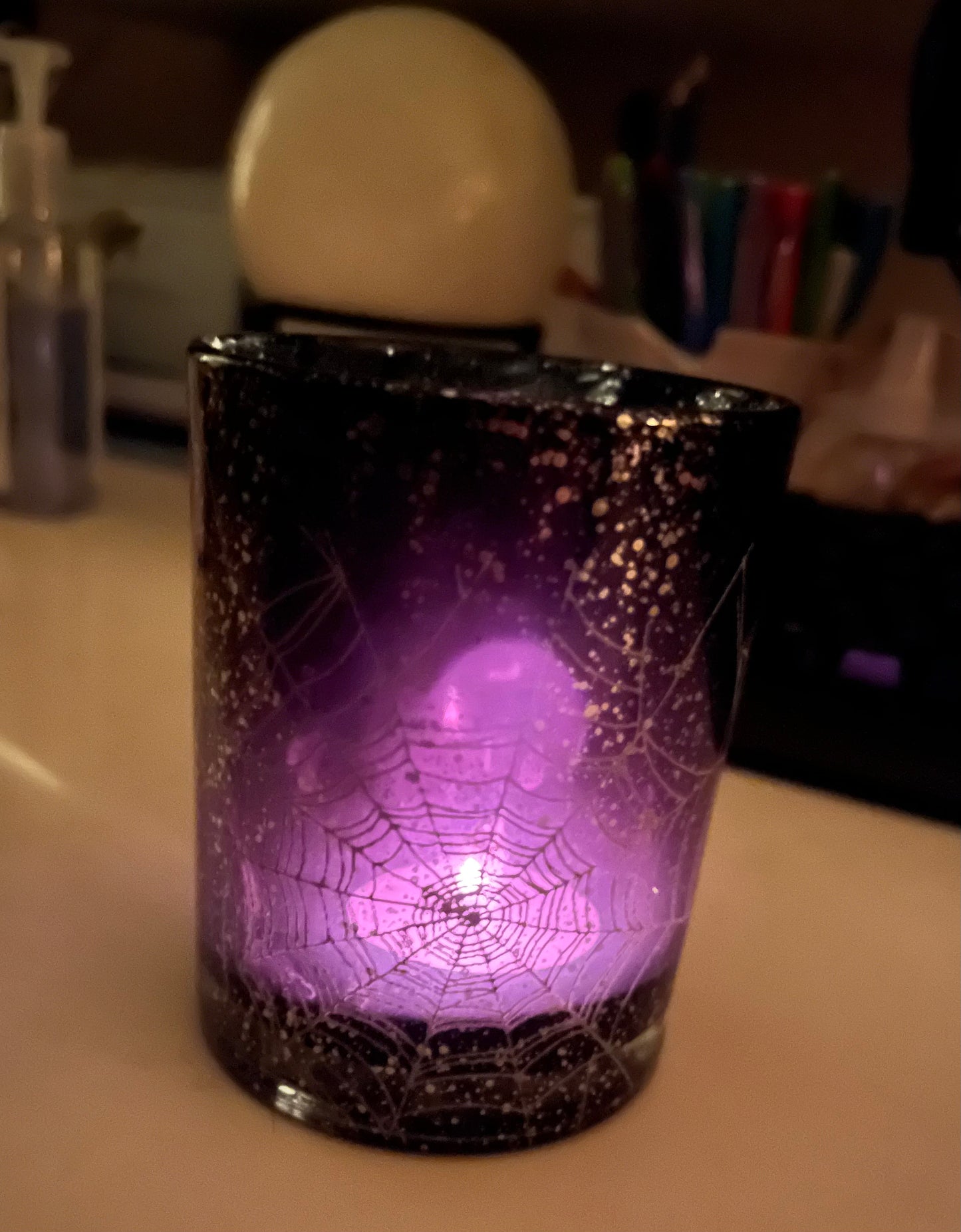 Black Spider Web Candle Holder