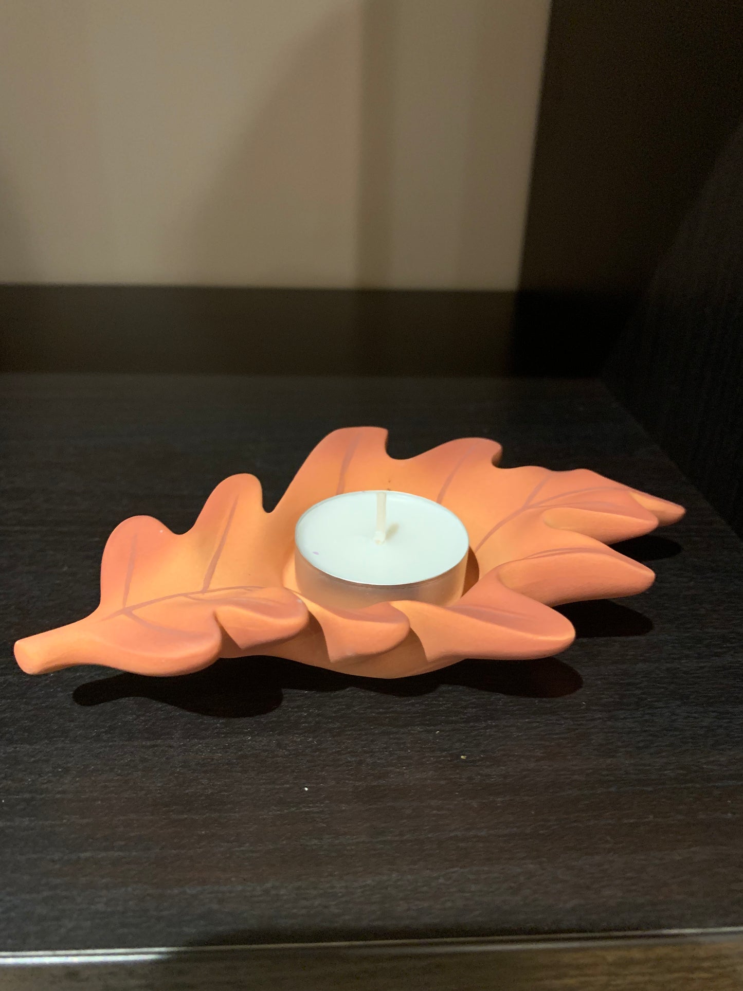 Orange Leaf Tealight Holder