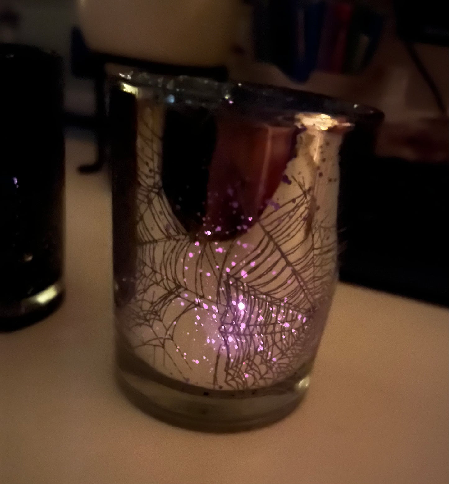 Silver Spider Web Candle Holder